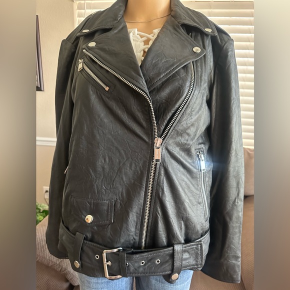 NWOT. Michael Kors Leather Jacket in black